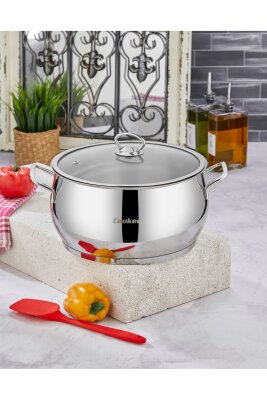 Cooker Lara 26 cm İndüksiyon Uyumlu Paslanmaz Çelik Cam Kapaklı Derin Tencere CKR461