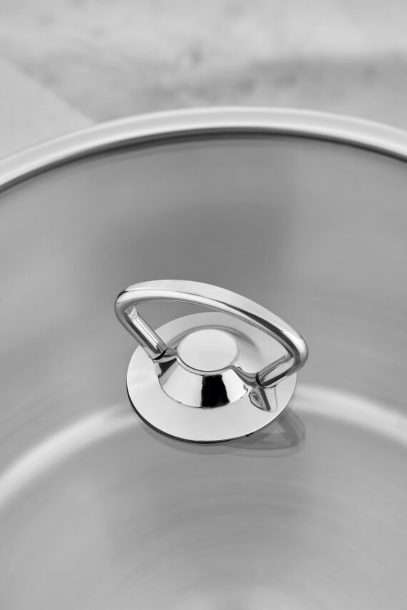 Cooker Lara 26 cm İndüksiyon Uyumlu Paslanmaz Çelik Cam Kapaklı Derin Tencere CKR461 - 2