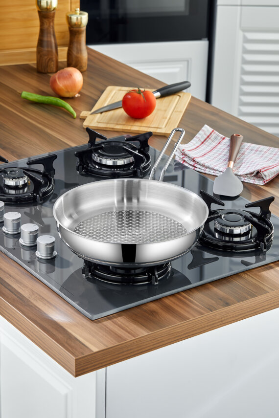 Cooker Lara 26 Cm Paslanmaz Çelik İndüksiyon Uyumlu Tava CKR3938 - 2