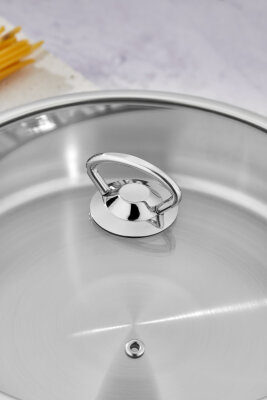 Cooker Lara 28 cm İndüksiyon Uyumlu Paslanmaz Çelik Basık Tencere - 3