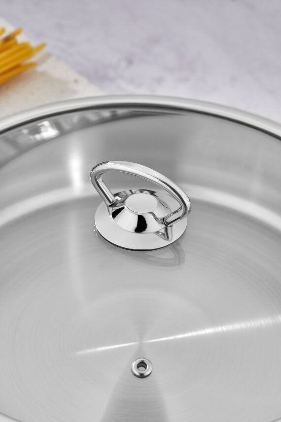 Cooker Lara 28 cm İndüksiyon Uyumlu Paslanmaz Çelik Basık Tencere - 3