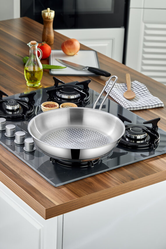 Cooker Lara 28 Cm Paslanmaz Çelik İndüksiyon Uyumlu Tava CKR3939 - 1