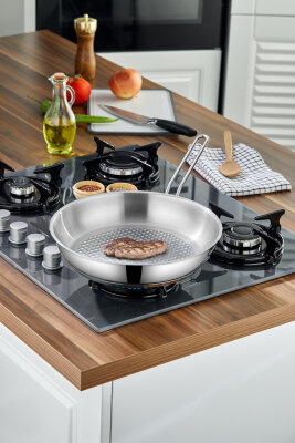 Cooker Lara 28 Cm Paslanmaz Çelik İndüksiyon Uyumlu Tava CKR3939 - 2