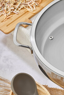 Cooker Lara 30 cm İndüksiyon Uyumlu Paslanmaz Çelik  Basık Tencere - 2