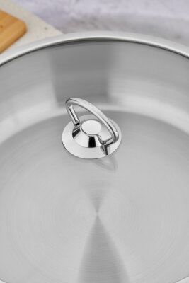 Cooker Lara 30 cm İndüksiyon Uyumlu Paslanmaz Çelik  Basık Tencere - 4