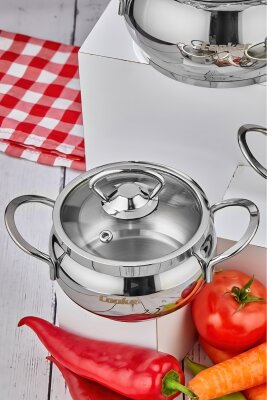 Cooker Lara 6 Parça 16-18-20 Cm Paslanmaz Çelik Güveç Tencere Seti CKR3592  - 3