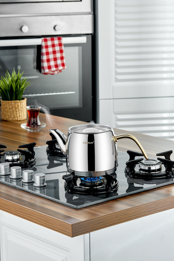 Cooker Lara Orta Boy Paslanmaz Çelik Çaydanlık Takımı 1,1 -1,9 Litre CKR3923 - 2