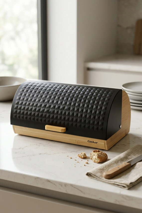 Cooker Lunora Metal Kapaklı Bambu Ekmek Kutusu CKR4539 - 13