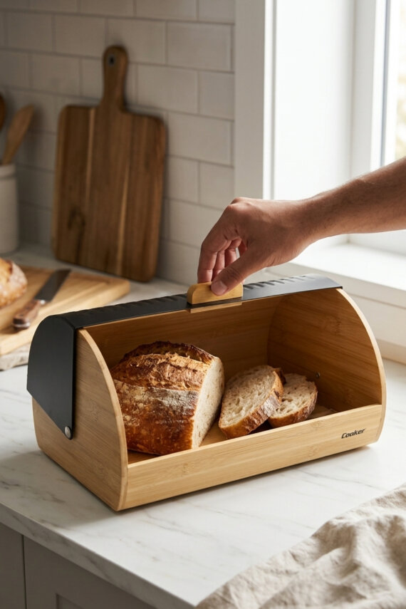Cooker Lunora Metal Kapaklı Bambu Ekmek Kutusu CKR4539 - 16