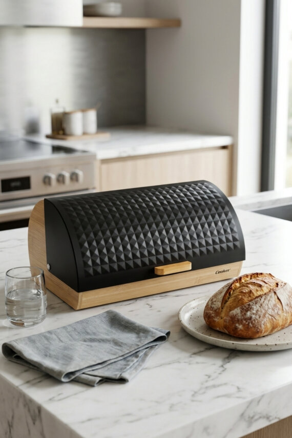 Cooker Lunora Metal Kapaklı Bambu Ekmek Kutusu CKR4539 - 18