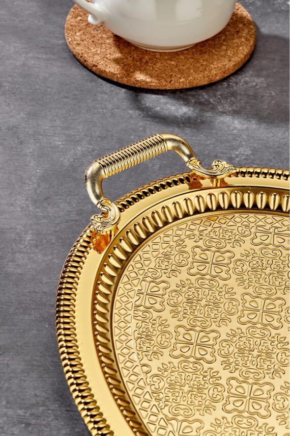 Cooker Metal Battal Boy Oval Gold Sunum Tepsisi 57x37 cm CKR3542 - 3