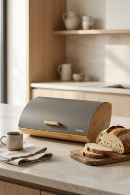 Cooker Novella Metal Kapaklı Bambu Ekmek Kutusu CKR4543 - 5