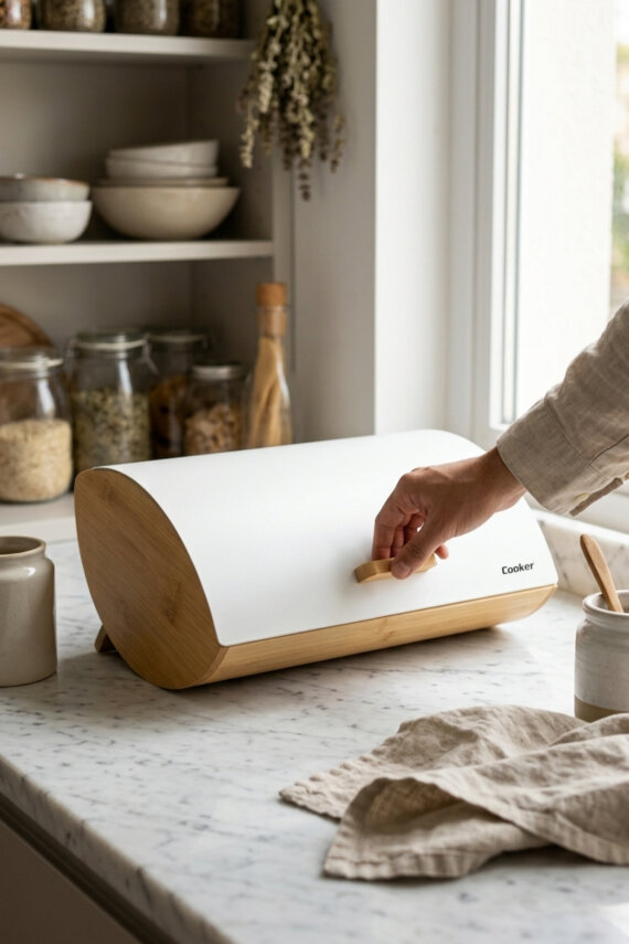 Cooker Novella Metal Kapaklı Bambu Ekmek Kutusu CKR4543 - 11