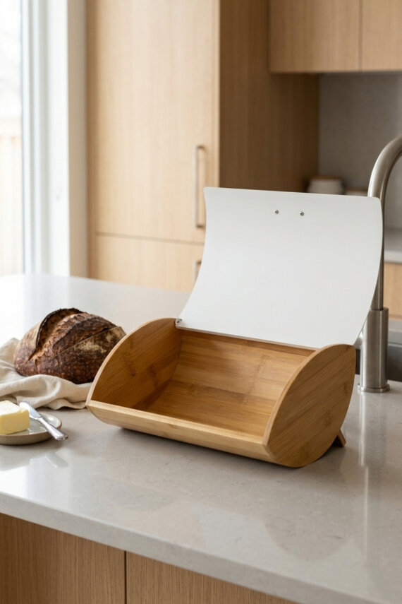 Cooker Novella Metal Kapaklı Bambu Ekmek Kutusu CKR4543 - 12