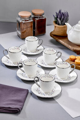 Cooker Royal Bloom 6 Kişilik 180 ml Porselen Duble Çay ve Kahve Fincan Takımı CKR3808