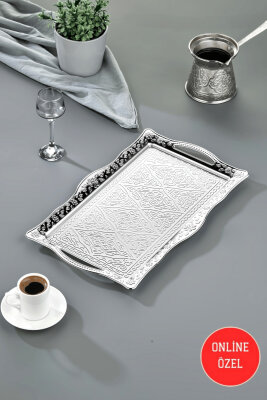 Cooker Sedef Metal Dikdörtgen Sunum Tepsisi 42 Cm CKR4746