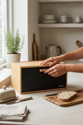 Cooker Valenza Metal Kapaklı Bambu Ekmek Kutusu CKR4541 - 7