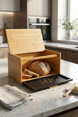 Cooker Valenza Metal Kapaklı Bambu Ekmek Kutusu CKR4541 - 9
