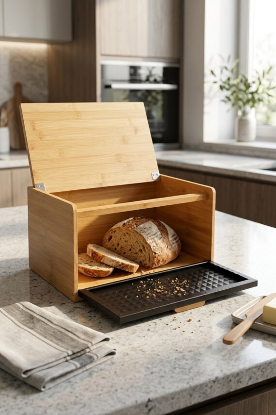 Cooker Valenza Metal Kapaklı Bambu Ekmek Kutusu CKR4541 - 9