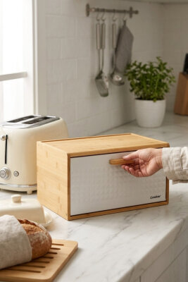 Cooker Valenza Metal Kapaklı Bambu Ekmek Kutusu CKR4541 - 12