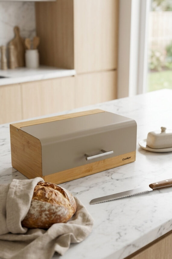 Cooker Viona Metal Kapaklı Bambu Ekmek Kutusu CKR4540 - 5