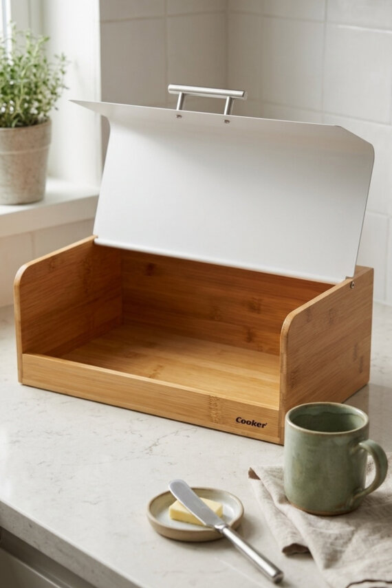 Cooker Viona Metal Kapaklı Bambu Ekmek Kutusu CKR4540 - 8