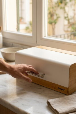Cooker Viona Metal Kapaklı Bambu Ekmek Kutusu CKR4540 - 11