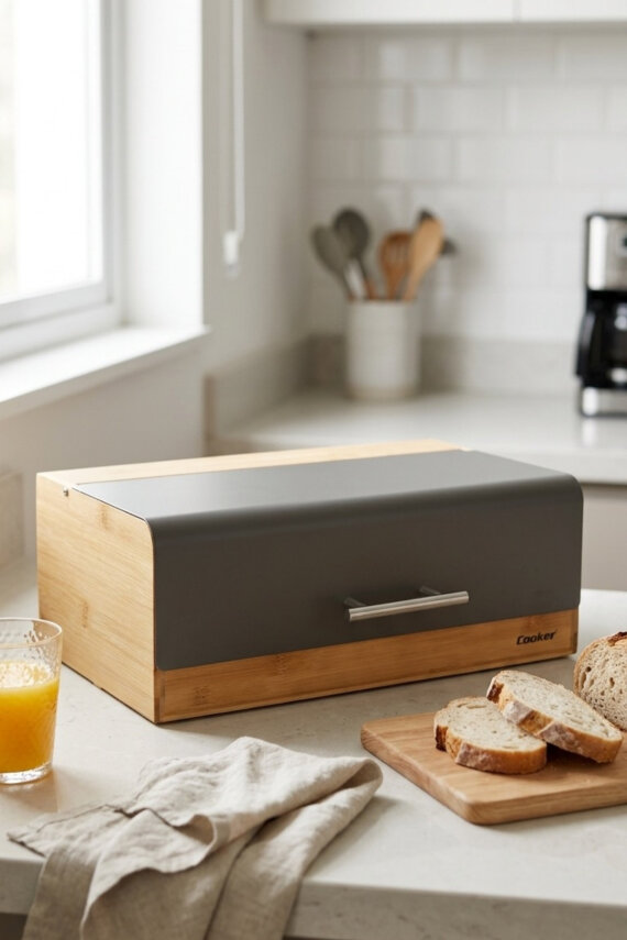 Cooker Viona Metal Kapaklı Bambu Ekmek Kutusu CKR4540 - 12