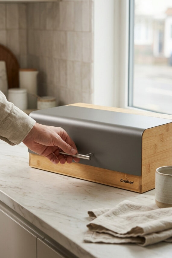 Cooker Viona Metal Kapaklı Bambu Ekmek Kutusu CKR4540 - 13
