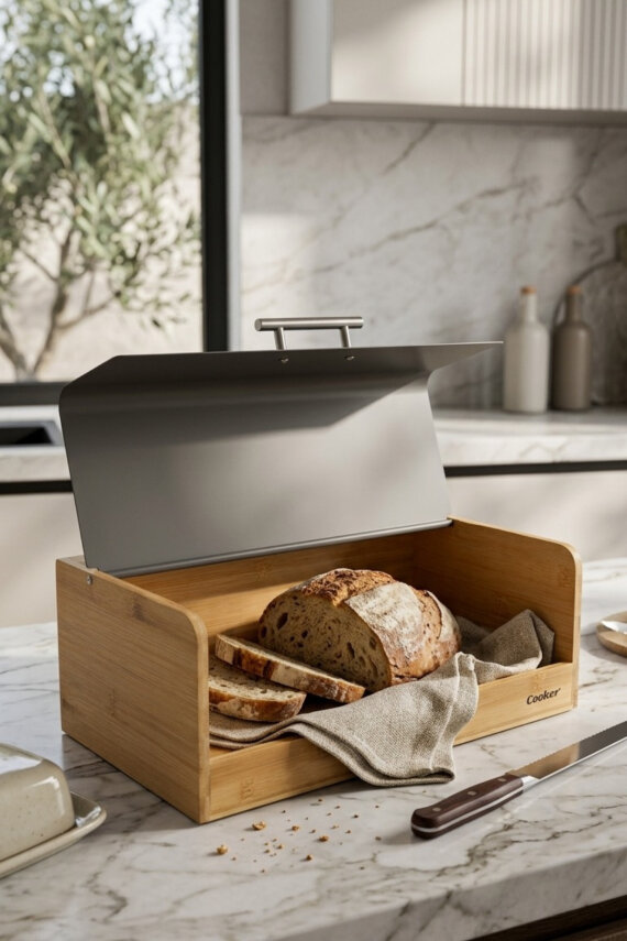 Cooker Viona Metal Kapaklı Bambu Ekmek Kutusu CKR4540 - 15
