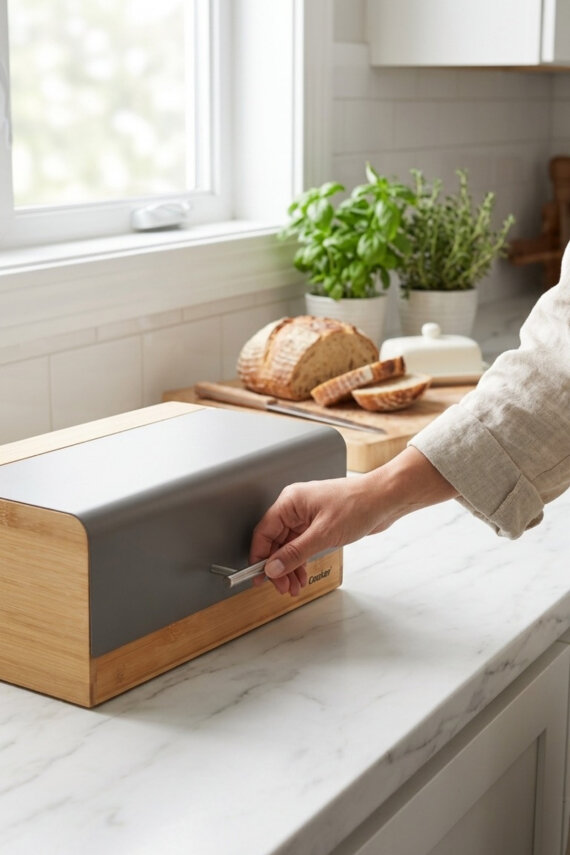 Cooker Viona Metal Kapaklı Bambu Ekmek Kutusu CKR4540 - 16
