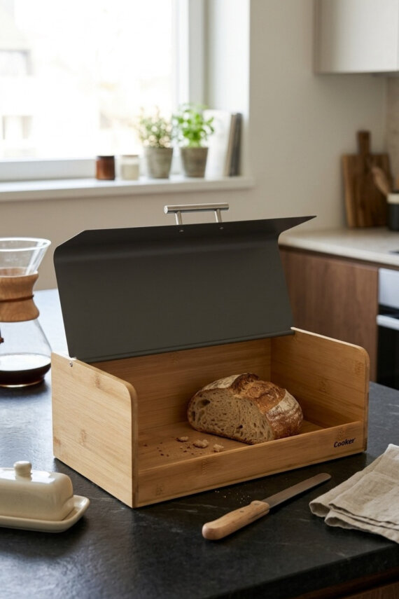 Cooker Viona Metal Kapaklı Bambu Ekmek Kutusu CKR4540 - 17