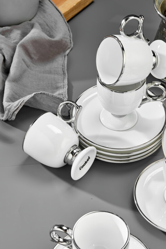 Cooker Zenora 6 Kişilik 90 ml Porselen Kahve Fincan Takımı CKR4526 - 15