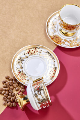 Cooker Zerina 2 Kişilik 90 ml Porselen Kahve Fincan Takımı CKR4529 - 12