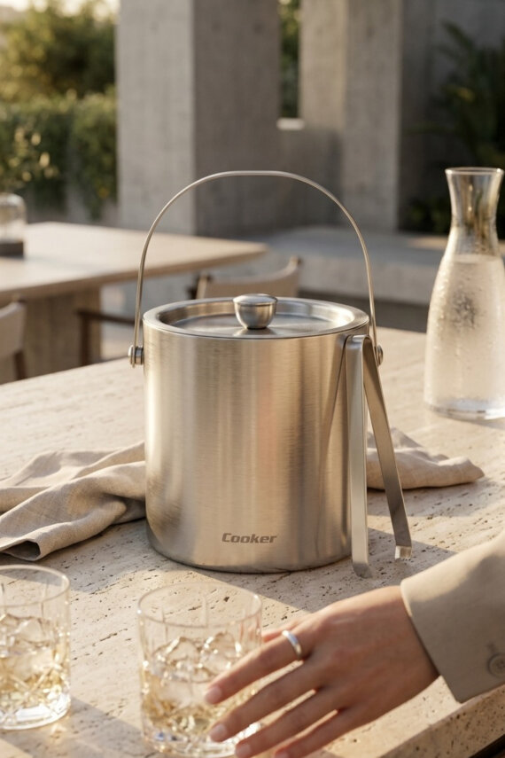 Cooket 2 Litre Çelik Buz Kovası YK1839 - 1