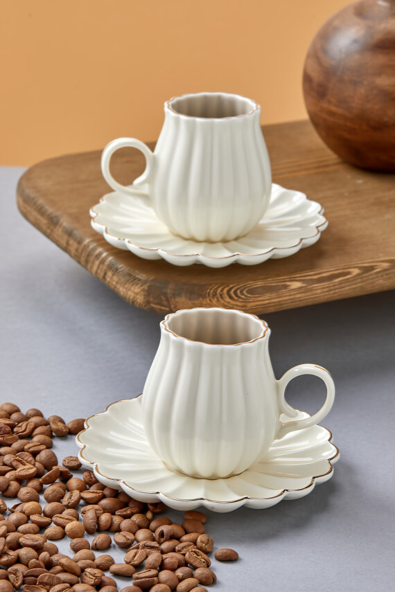 Elvaris 2 Kişilik 90 ml Porselen Kahve Fincan Takımı CKR4608 - 2