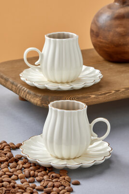 Elvaris 2 Kişilik 90 ml Porselen Kahve Fincan Takımı CKR4608 - 3