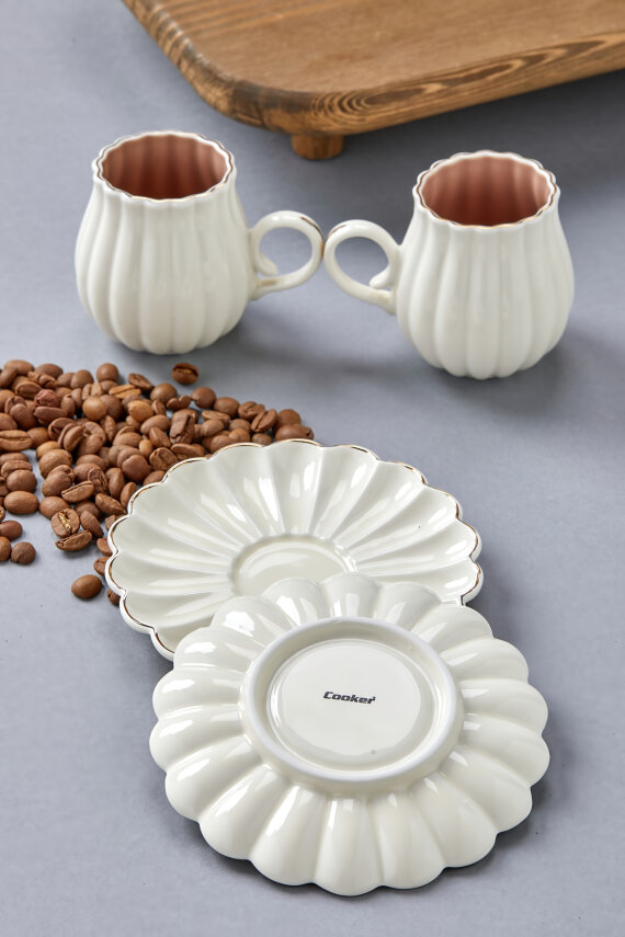 Elvaris 2 Kişilik 90 ml Porselen Kahve Fincan Takımı CKR4608 - 20