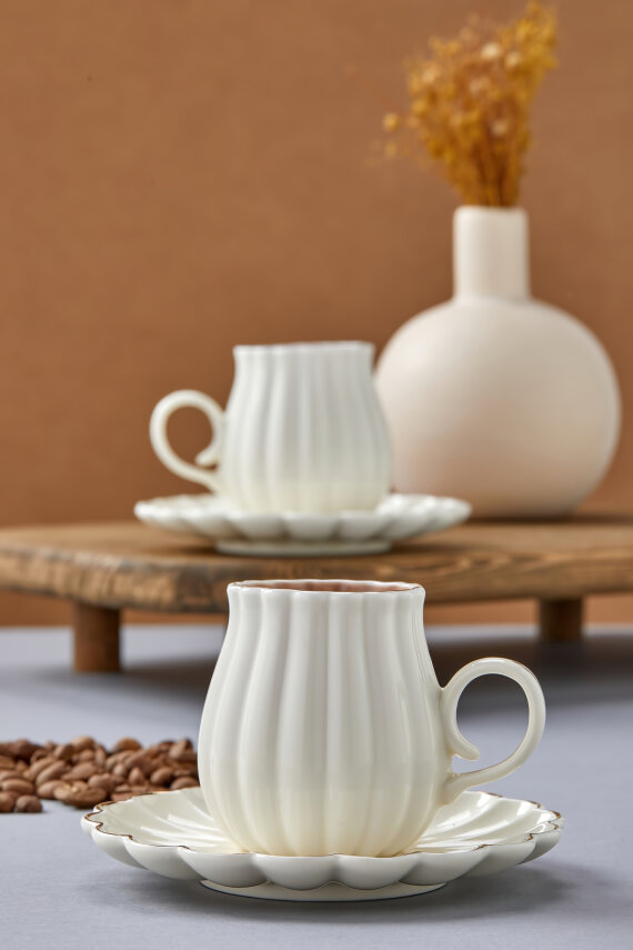 Elvaris 2 Kişilik 90 ml Porselen Kahve Fincan Takımı CKR4608 - 21