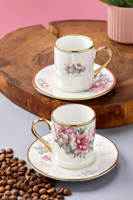 Florentis 2 Kişilik 90 ml Porselen Kahve Fincan Takımı CKR4612 - 2