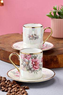 Florentis 2 Kişilik 90 ml Porselen Kahve Fincan Takımı CKR4612 - 3
