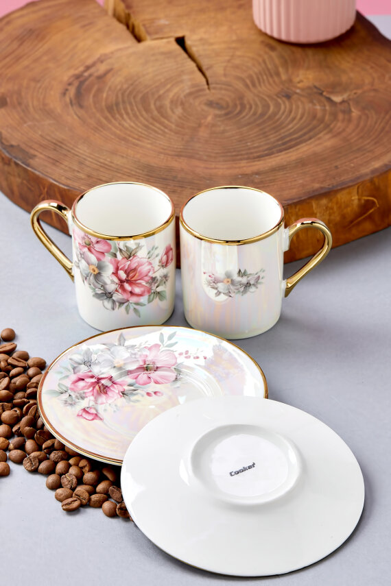 Florentis 2 Kişilik 90 ml Porselen Kahve Fincan Takımı CKR4612 - 5