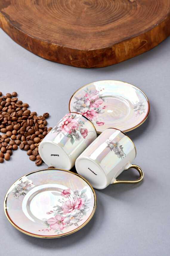 Florentis 2 Kişilik 90 ml Porselen Kahve Fincan Takımı CKR4612 - 8