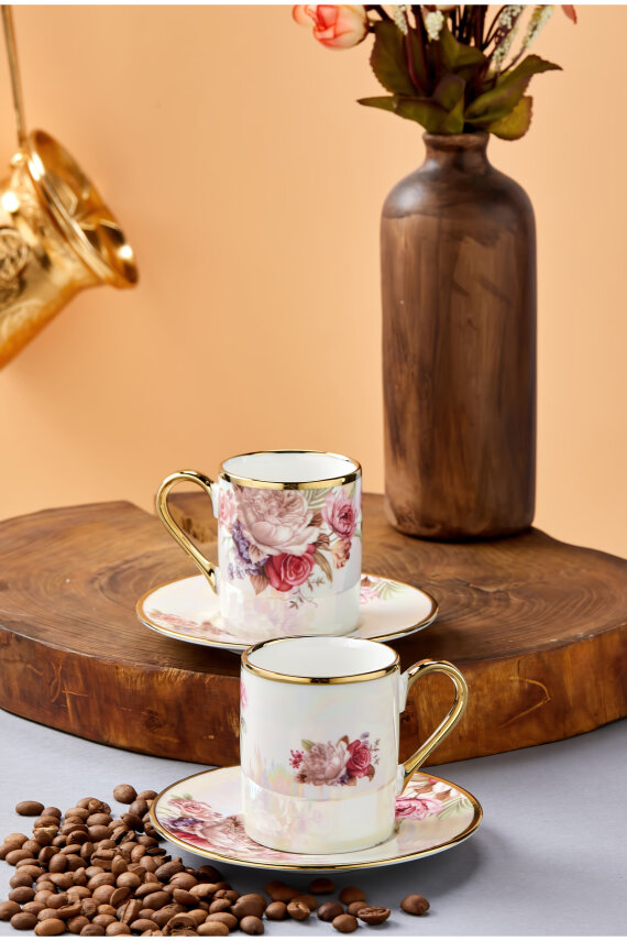 Florentis 2 Kişilik 90 ml Porselen Kahve Fincan Takımı CKR4612 - 11