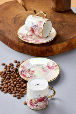 Florentis 2 Kişilik 90 ml Porselen Kahve Fincan Takımı CKR4612 - 12