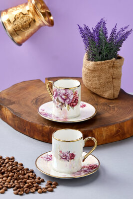 Florentis 2 Kişilik 90 ml Porselen Kahve Fincan Takımı CKR4612 - 18