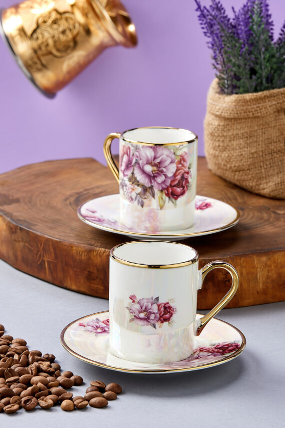 Florentis 2 Kişilik 90 ml Porselen Kahve Fincan Takımı CKR4612 - 19