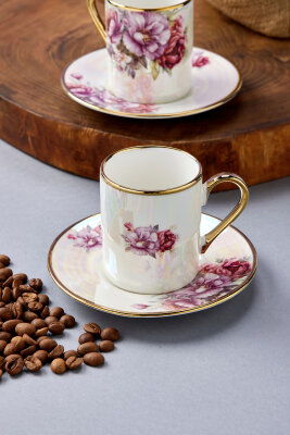 Florentis 2 Kişilik 90 ml Porselen Kahve Fincan Takımı CKR4612 - 21