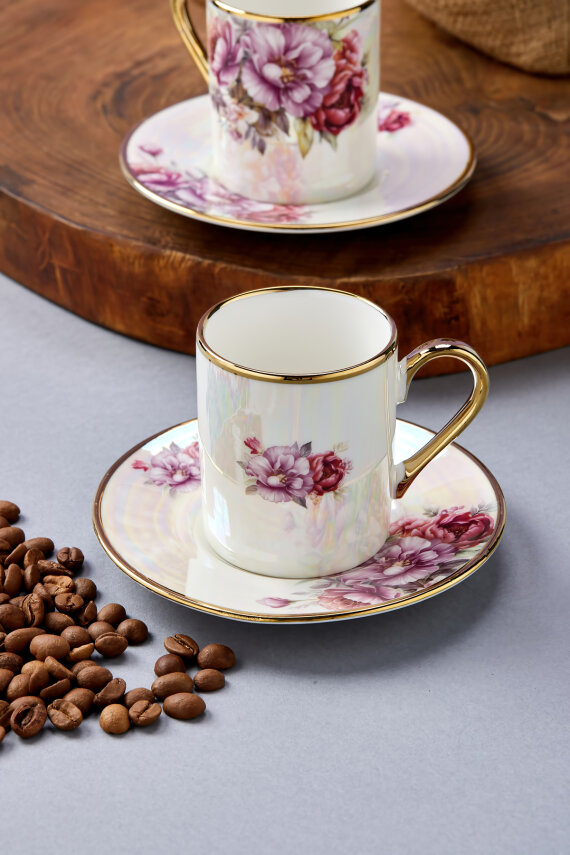 Florentis 2 Kişilik 90 ml Porselen Kahve Fincan Takımı CKR4612 - 21