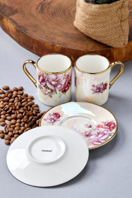 Florentis 2 Kişilik 90 ml Porselen Kahve Fincan Takımı CKR4612 - 22